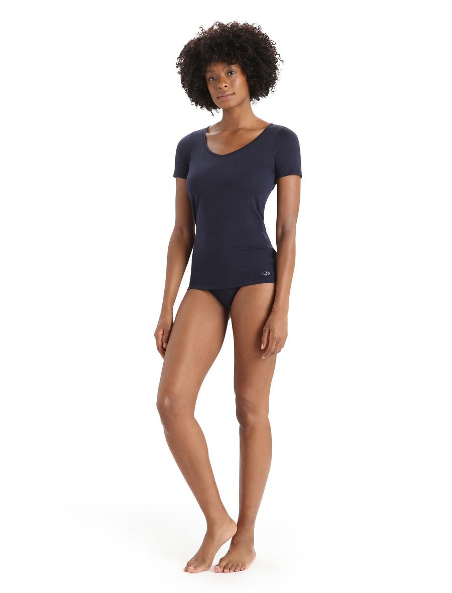 Midnight Navy Women's Icebreaker Merino Siren Hipkini Briefs Underwear | USA 1727TCEV